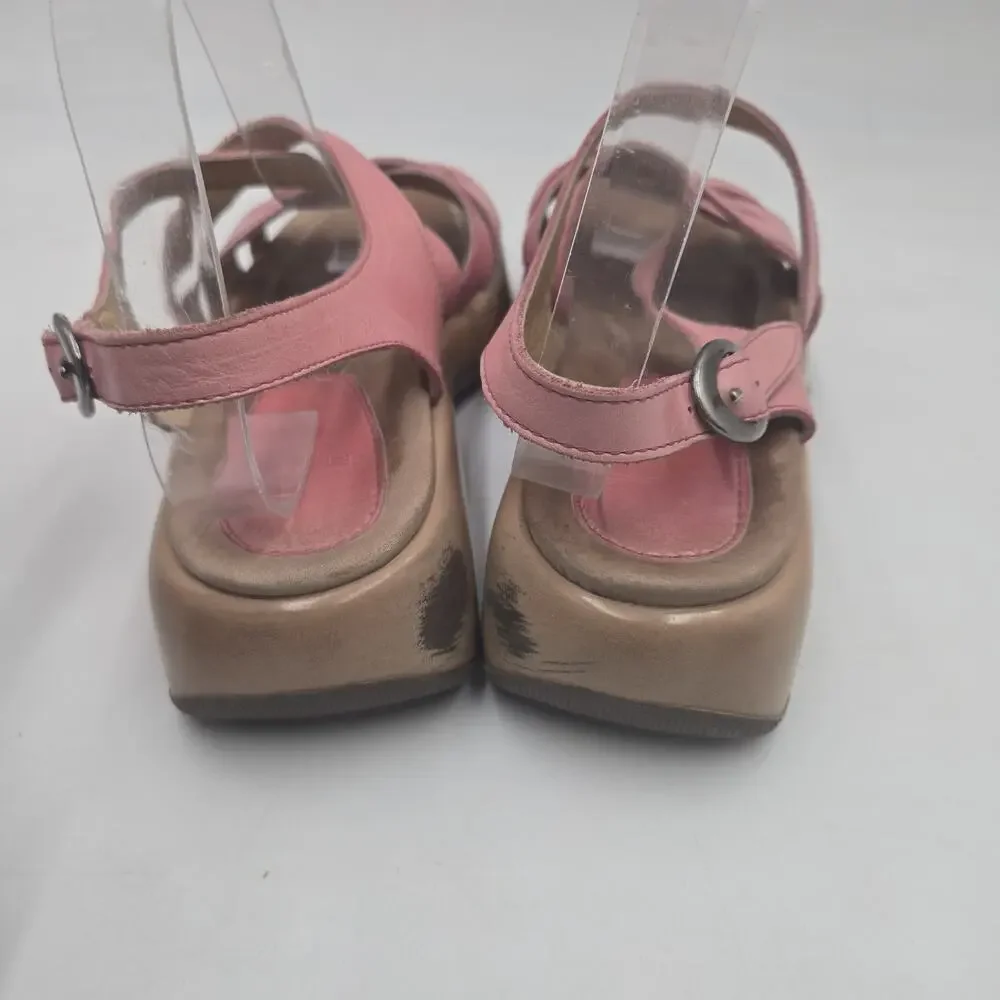 Dansko Y2K Pink Tan Leather Ankle Strap Strappy Sandal Women 9.5 EU 40 Shoe